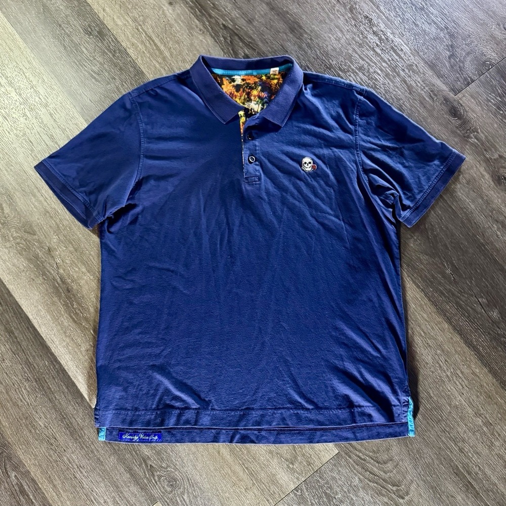 Robert Graham Shirt Mens XL Blue Short‎ Sleeve Outdoors Golf Polo Casual